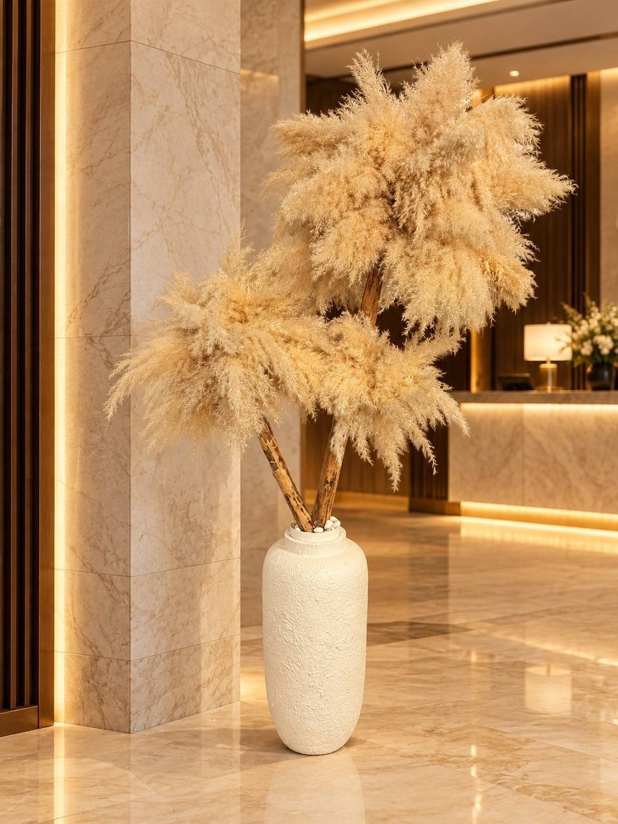 Jarrón Pampas Bloom 195cm pampas beige jarrón blanco texturizado - Blossen by Mar